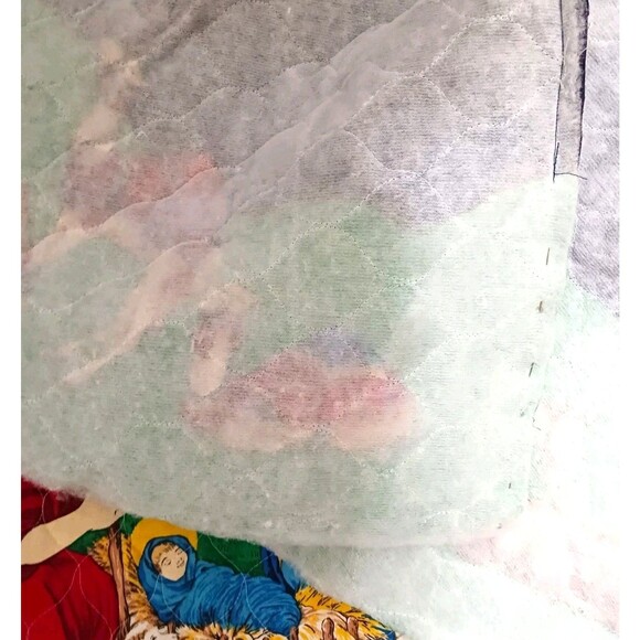 Incomplete Hand Made Quilted Holy Family Nativity Scene Christmas Tree Skirt 54" - Picture 3 of 4